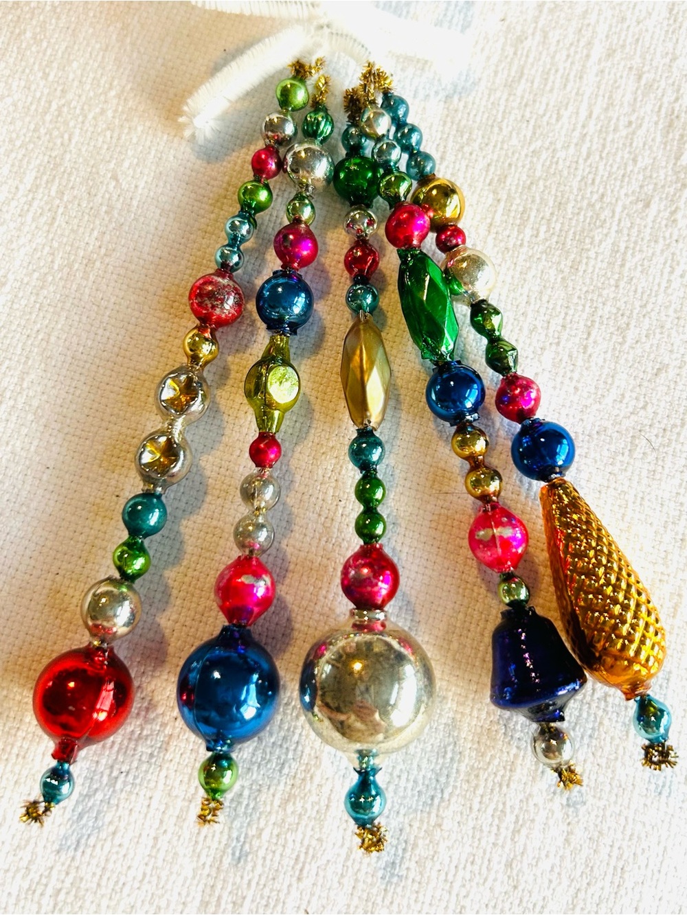 Vintage repurposed mercury glass garland bead icicle holiday Christmas ornaments